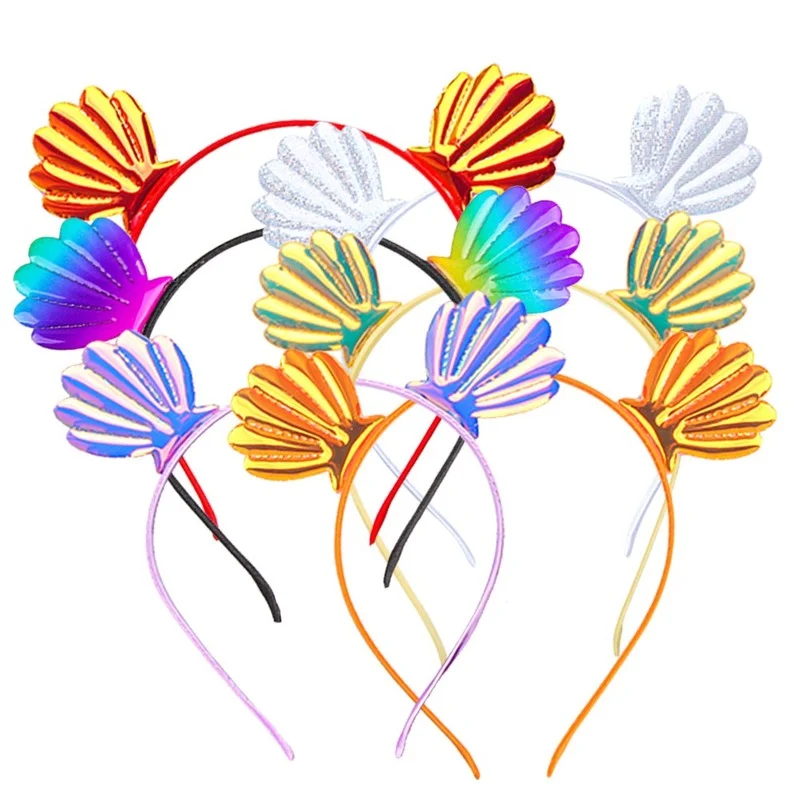 

10pcs Sequin Children Summer Ocean Hair Hoop Hairband Headband Shell Belt Girl Party Seaside Decoration Birthday Christmas