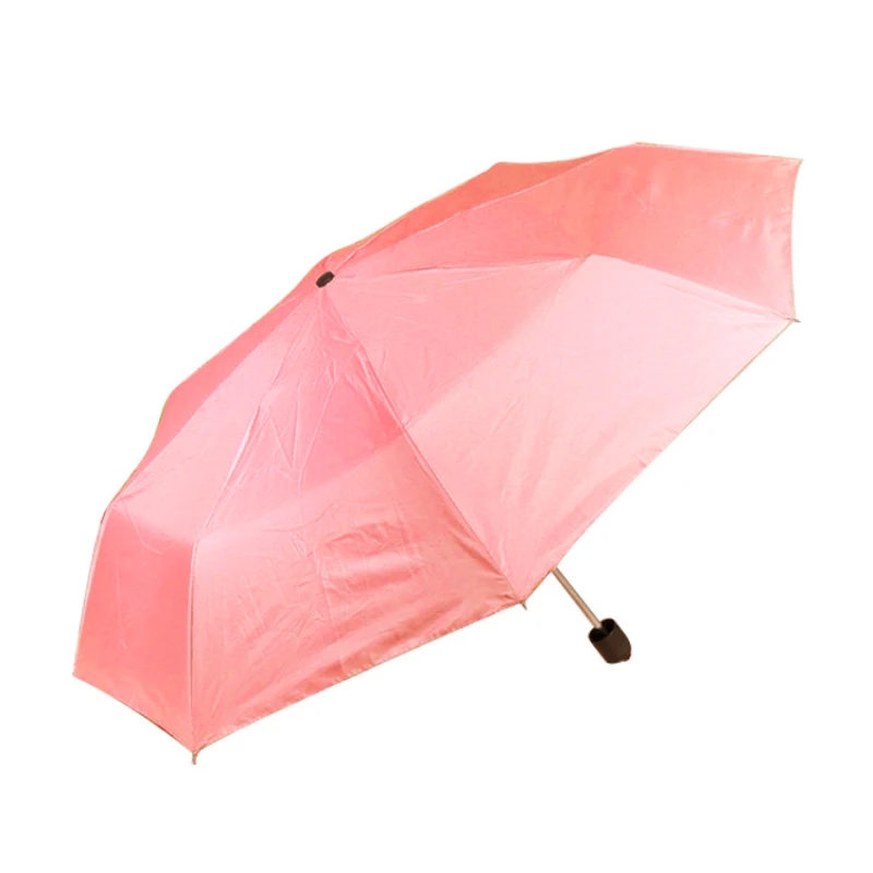 Tri-fold Solid Color Umbrella Women UV Small Umbrellas Parasol Girls Anti-UV Waterproof Portable Ultralight Travel Dropshipping
