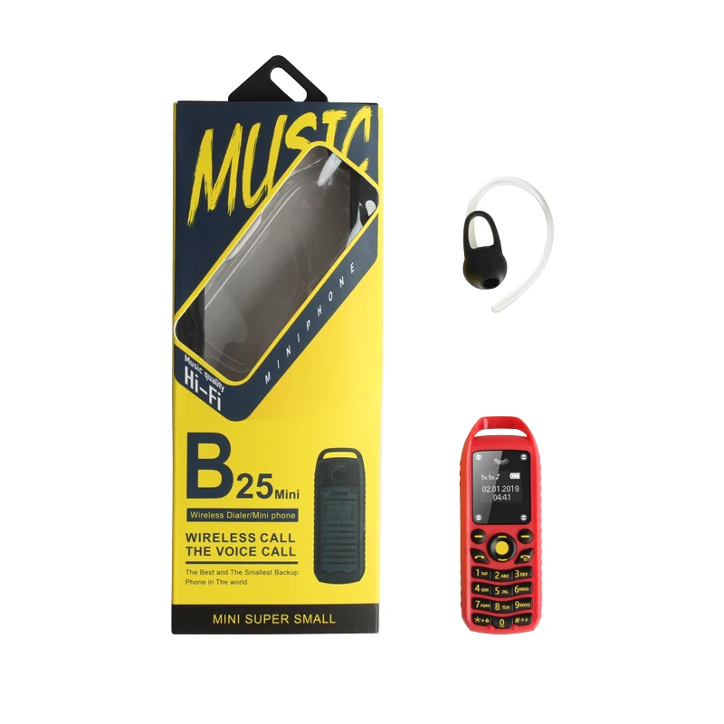 

Super Mini 0.66 Inch 2G Mobile Phone B25 Wireless Bluetooth Earphone hand free Headset Unlocked Cellphone Dual SIM Card