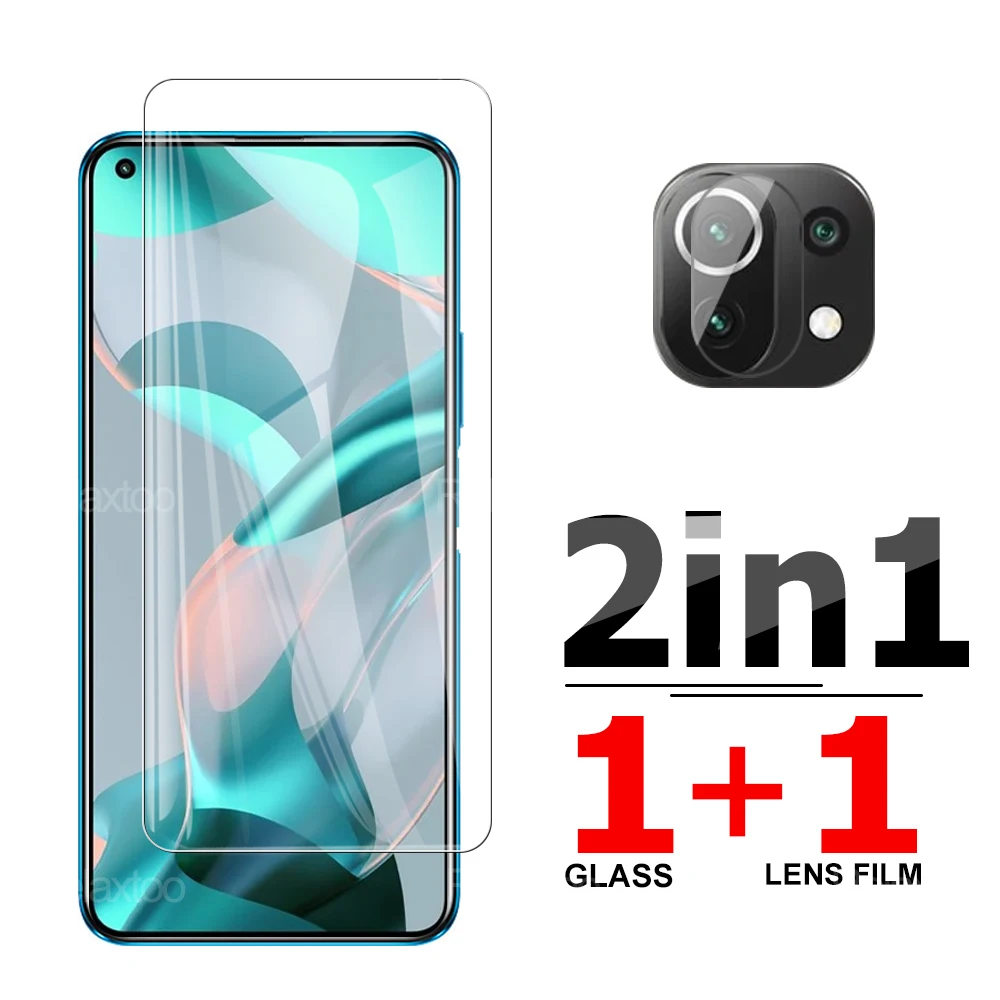 

2IN1 Full Cover Phone Screen Tempered Glass For Xiaomi Mi 11 Lite 5G NE Camera Protective Glas Xaomi 11 Lite 5G NE 11 Lite Film