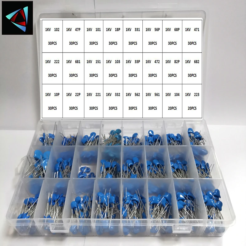 700PCS/Lot 1KV 1000V 10PF-821PF 24Values Assorted Kit High-Voltage Ceramic Capacitors Package