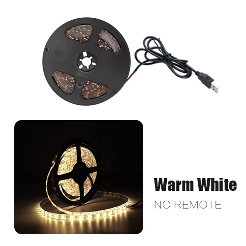 Warm white USB Светодиодная лента DC 5 в 50 см 1 м 2 м 3 м 4 м 5 м Мини 3Key 24Key гибкий светильник SMD 2835 Настольный Декор экран ТВ фоновый светильник ing - Испускаемый цвет: Warm white