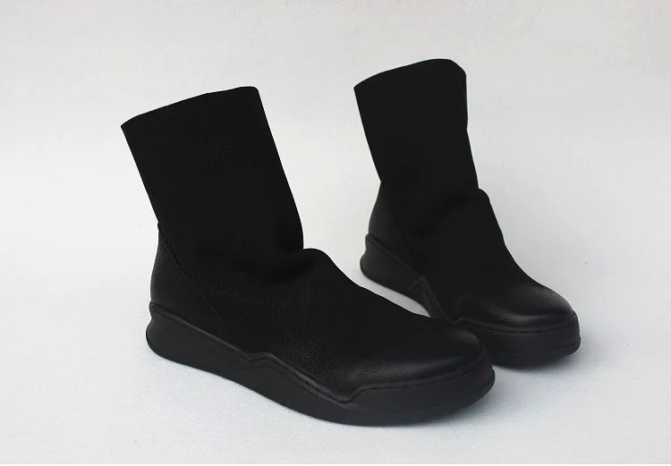 Careaymade-Genuine Leather Thick-soled Women's Shoes Round-toed Original Handmade Single boots Flat-soled Retro Leisure boots