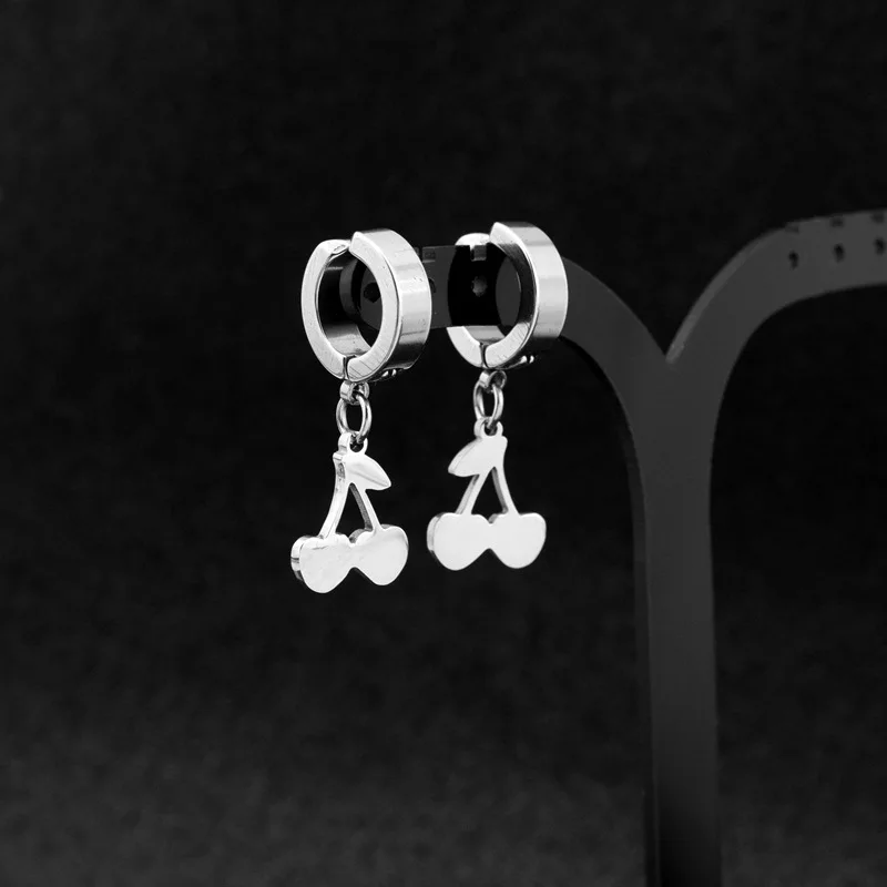 Новые милые маленькие серьги-Вишни из нержавеющей стали модные широкие серьги