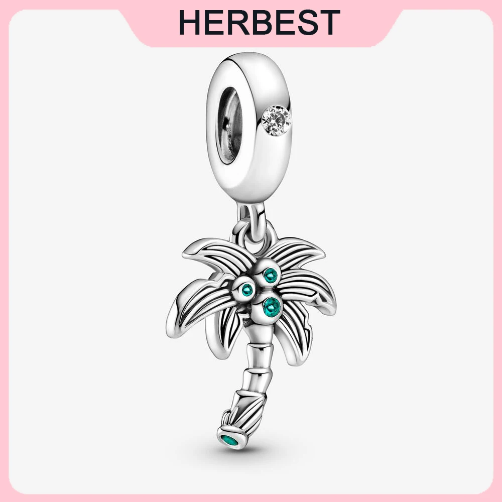 

2021 новые серебряные бусины 925 пробы пальмы и кокосы на крючках, очаровательный, подрходит к оригиналу Pandora, браслет для женщин, сделай сам, юв...