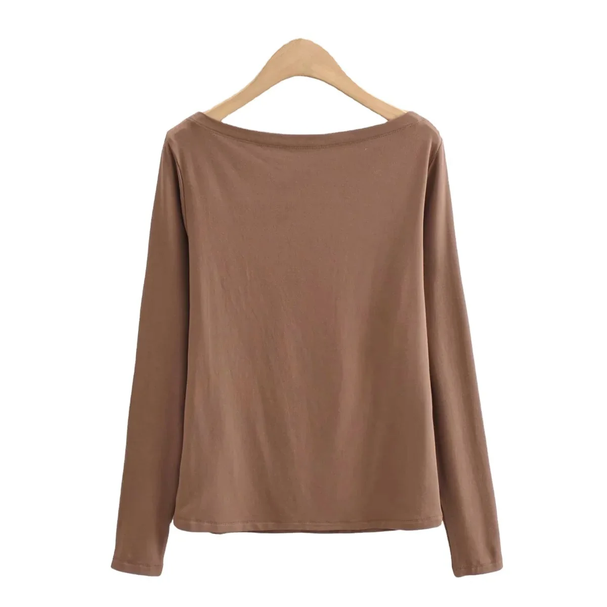 

2021 Spring Women Sexy Slash Neck Bottoming T-shirt Female New Fashion Off Shoulder Long-sleeved Slim Body All Match Soild Tops