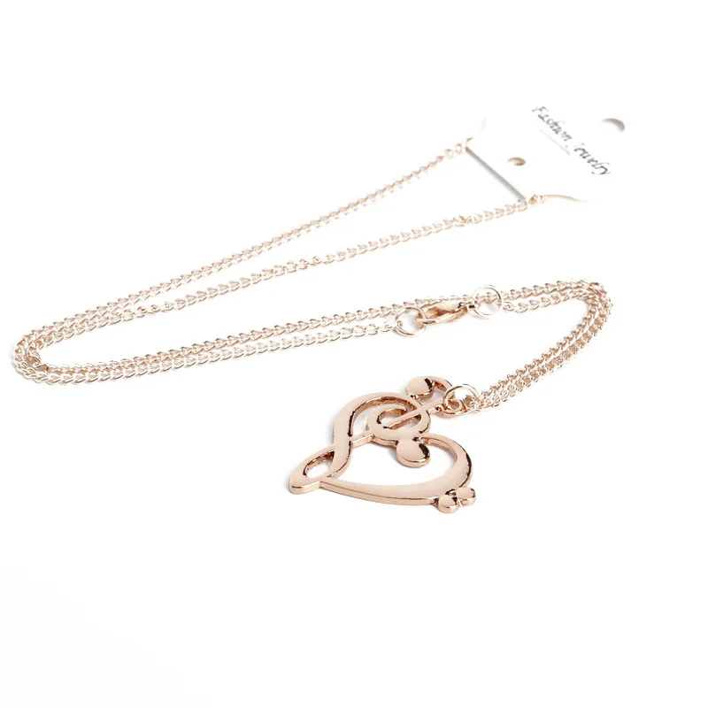 

New Arrive Music Note Heart Pendant Necklace Delicate Jewelry for Women