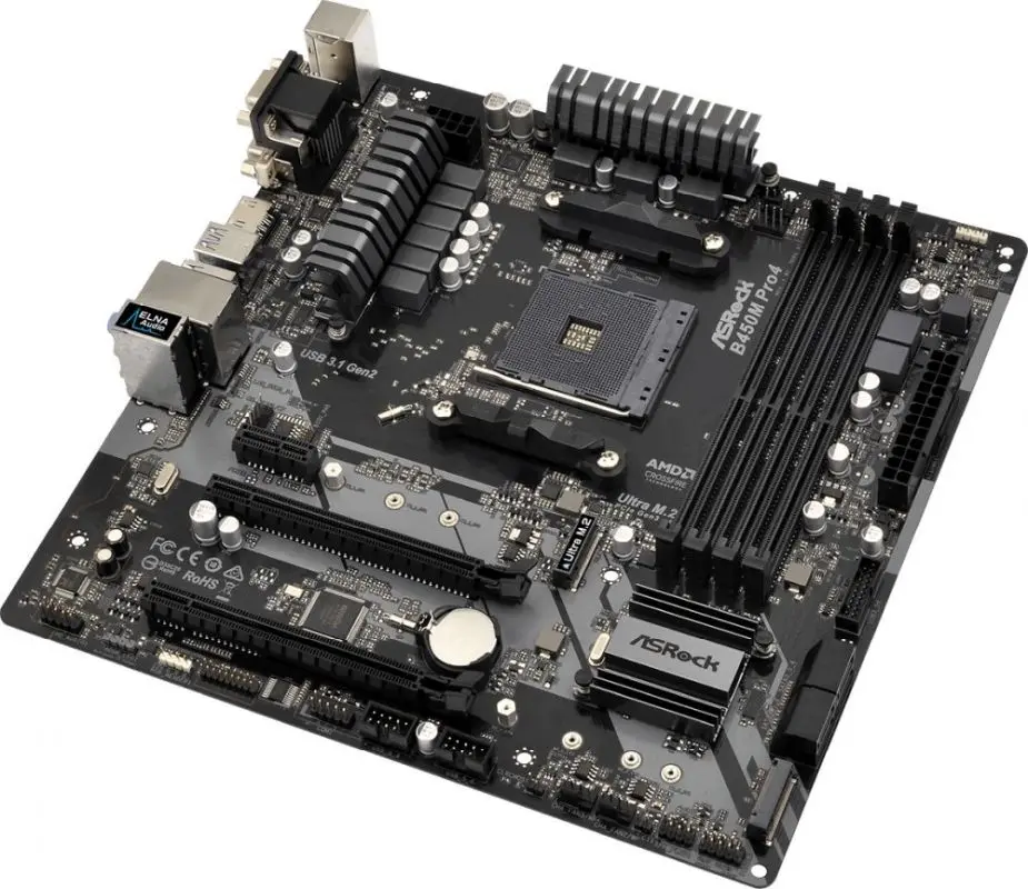 Материнская плата asrock b450m pro4 soc-am4 amd b450 4xddr4 matx ac`97 8ch(7.1) gblan raid+vga+dvi+hdmi | Компьютеры и