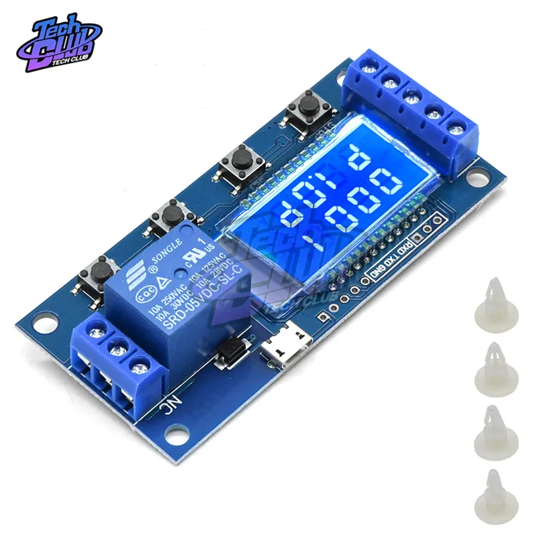 Двойной дисплей, ЖК-экран, Цифровое реле задержки времени 12 В 10 А, регулируемое реле времени, переключатель управления с интерфейсом Micro USB