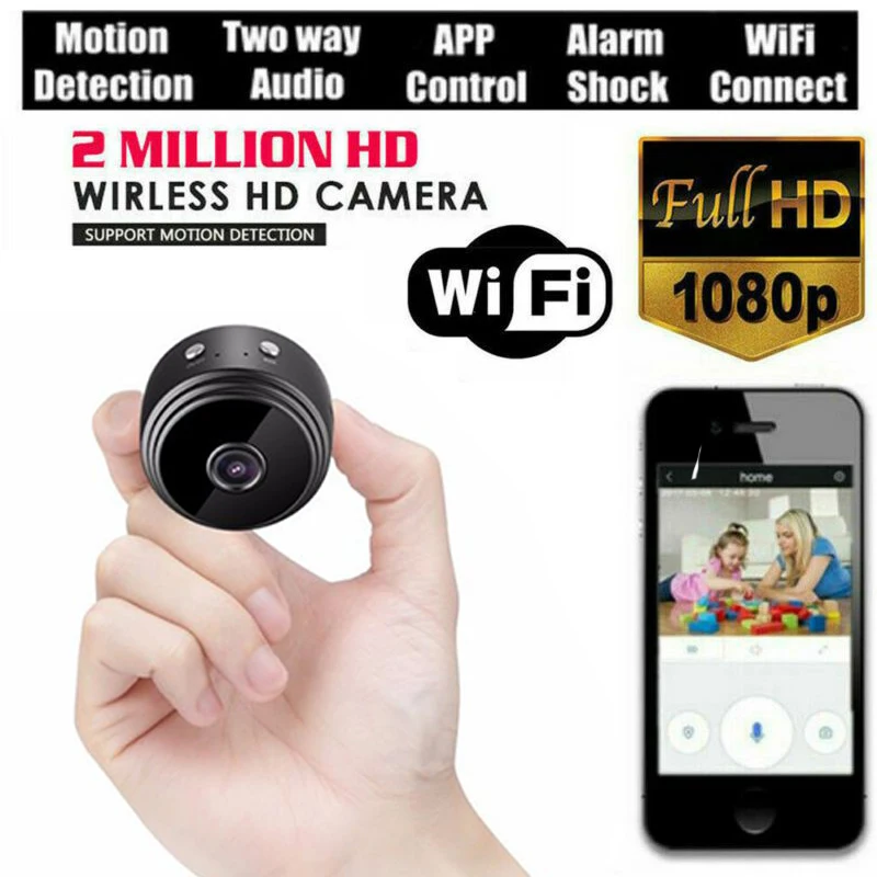 Мини камера 1080P HD ночного видения WiFi Пульт дистанционного управления всасывающий