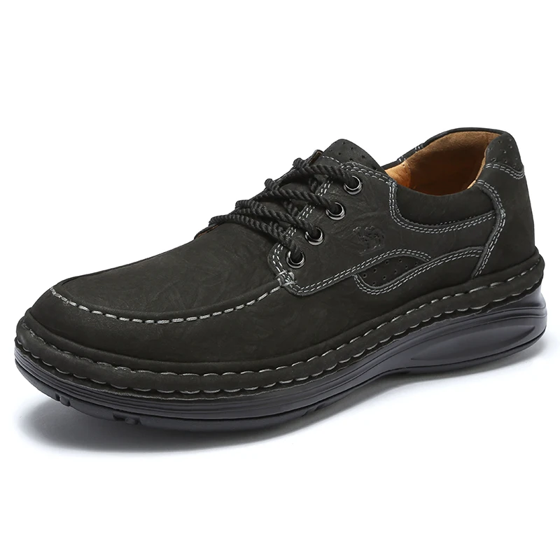 A932372120Black CAMEL/Мужская обувь из натуральной кожи; Мужская Уличная Повседневная обувь ручной работы; мужская обувь на толстой нескользящей подошве - Цвет: A932372120Black