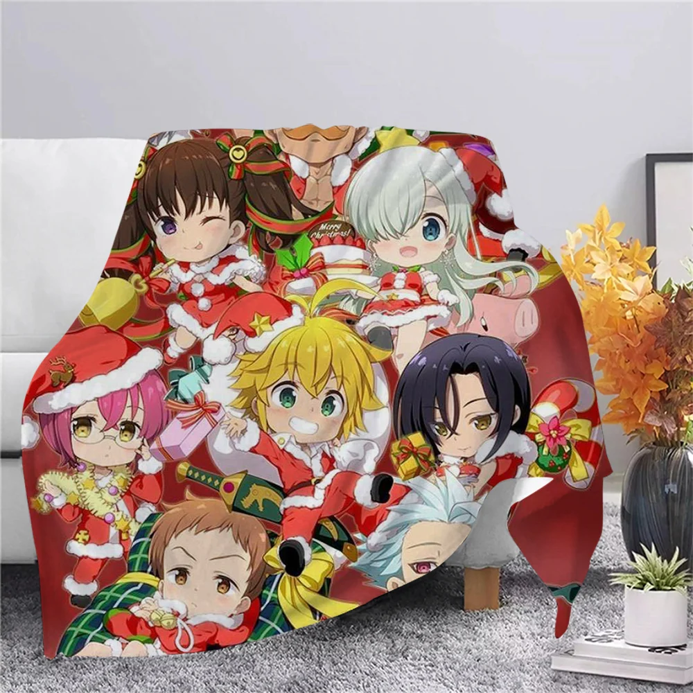 

CLOOCL Anime The Seven Deadly Sins Flannel Blanket Print Blanket Christmas Gifts Hiking Picnic Blanket Bedspread Bedding Quilts