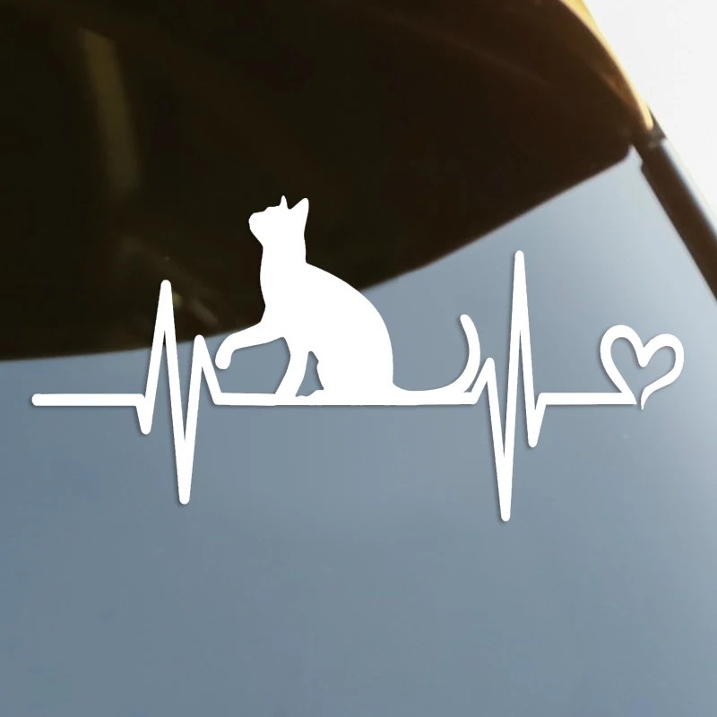

Cat Heartbeat Die-Cut Vinyl Decal Car Sticker Waterproof Auto Decors on Car Body Bumper Rear Window #S60209