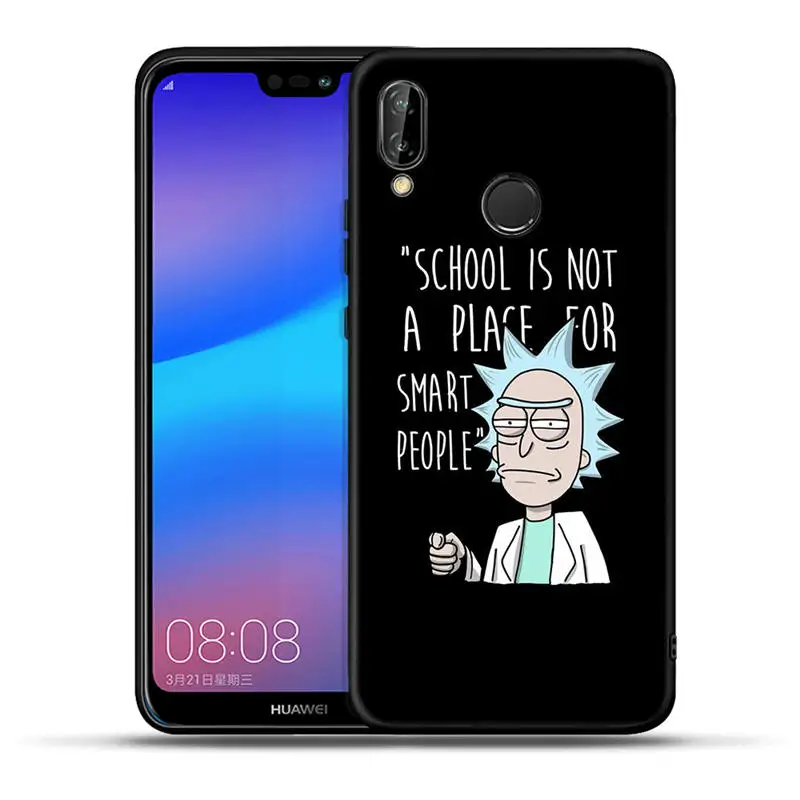 Черный силиконовый мягкий чехол Rick and Morty для huawei mate 20 10 P30 P20 Pro P10 P9 P8 Lite P Smart