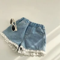 2 9t jeans shorts for girls toddler kid baby clothes summer casual ruffles lace denim shorts elegant cute sweet trousers