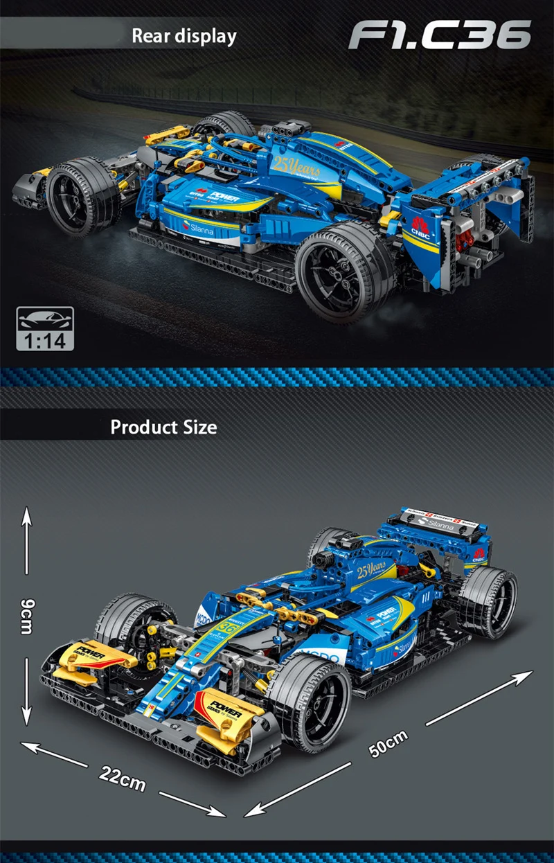 

MOC 023007 F1 C36 Sports Car Simulation 1:14 Model Color Pink Building Blocks Car 1100pcs Bricks Toys For Children Boys Gift