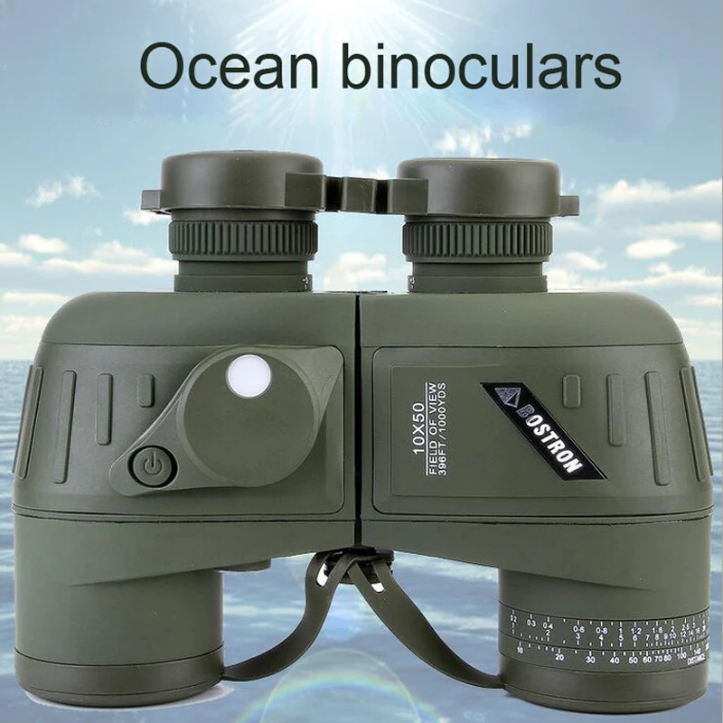 Caza Power 10X50 Military Binoculars Rangefinder Waterproof Army Telescope Compass Optical Spyglass LLL Night Vision For Camping