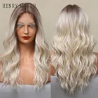 Парик на шнуровке с естественными волнистыми волосами, с эффектом омбре