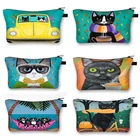 Косметичка с милым котом для девочек, дорожный портативный чехол для косметики, Модный женский кошелек для мелочи и покупок