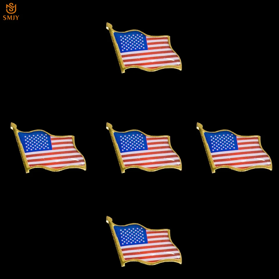 

5Pcs American Flag Pin Leadership Costume Enameled Craft Butterfly Buckle Brooch Patriotism Souvenir Badge Collection