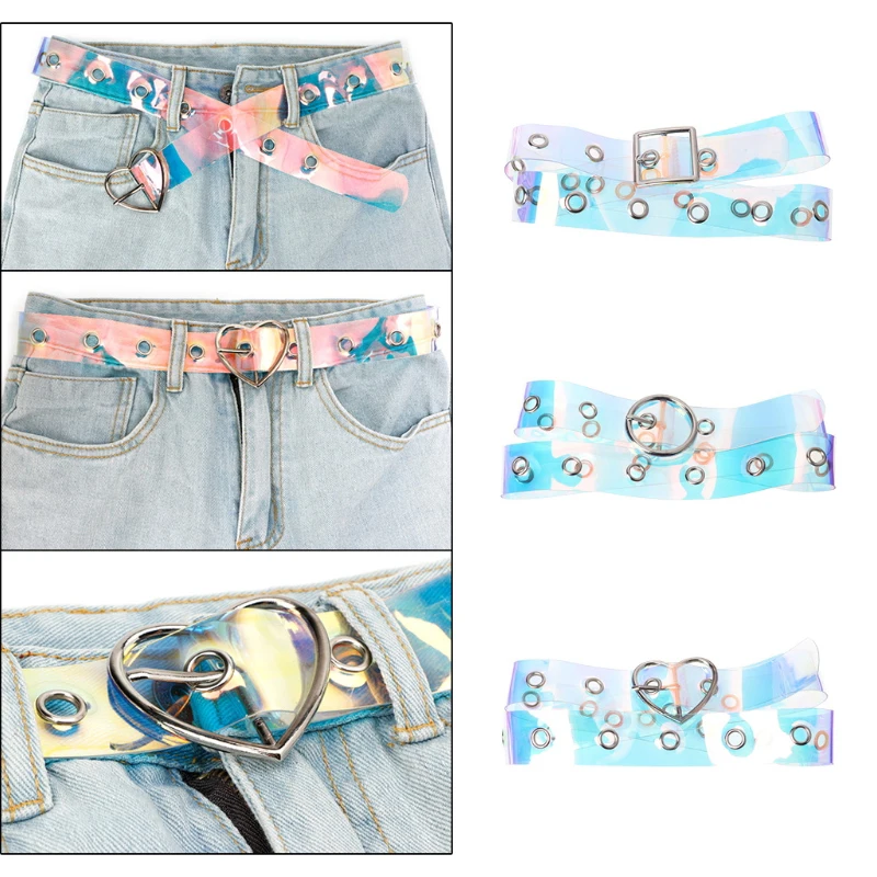 

Новое поступление 2020, женский ремень шириной 3,3 см для девушек, ремень, ремешок, лазерная металлическая пряжка, модный прозрачный пояс