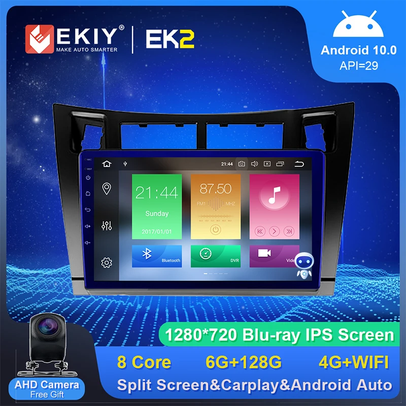 

Автомобильный мультимедийный плеер EKIY, Android 10,0, для Toyota Yaris 2008, 2009, 2010, 2011, стерео радио, GPS-навигация, 1280*720P, автоплей