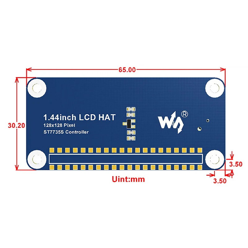 Raspberry Pi 4B 1 44 дюймовый ЖК-дисплей шляпа 128x128 пикселей интерфейс SPI светодиодный ная