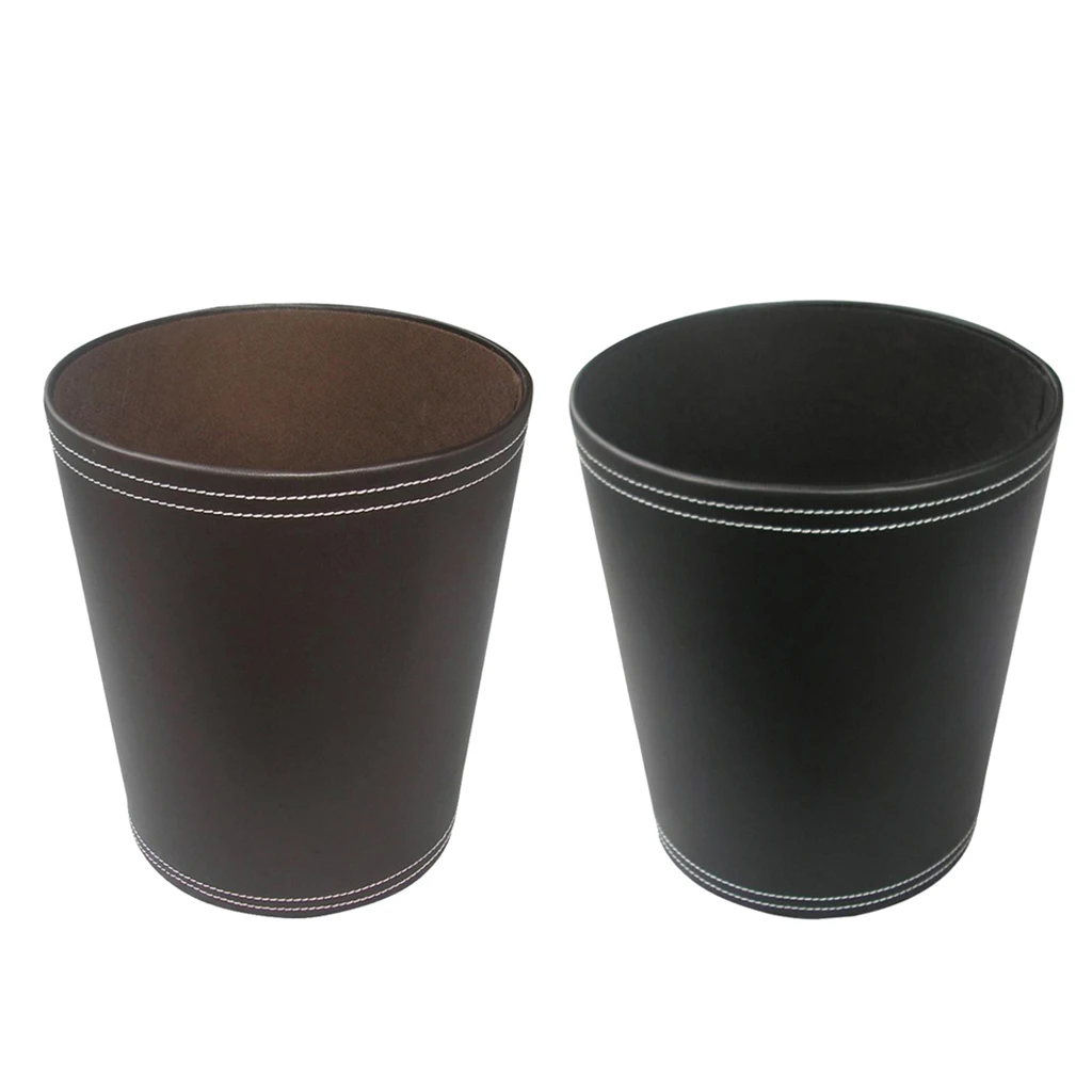 

PU Leather Bin Rubbish Retro Style Waste Container Dustbin Animal Feed Storage Home Kitchen Office