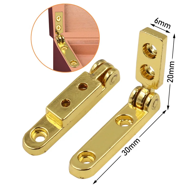 

2PCS Gold Antique Hinge For Miniature furniture Jewelry Gift Wood Box Wine Case Lid L Support Spring Hinge Display 90degree