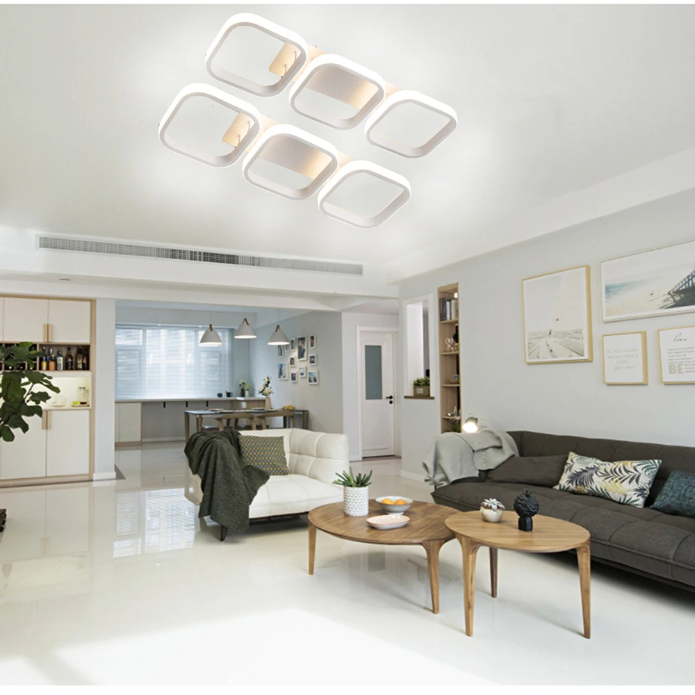 

Modern Led Pendant Light Square and round Creative Chandelier Pendant Lamp for Dining room Kitchen Bedside Light Bedroom