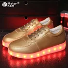 Кроссовки Детские светящиеся, повседневная обувь с подсветкой, для тенниса, золотистые и серебристые, размер 30-44 светодиодов