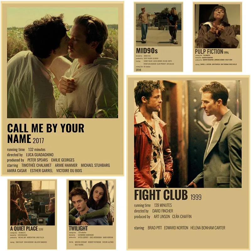 Постеры из классических фильмов в стиле ретро крафт-бумага звоните мне по вашему