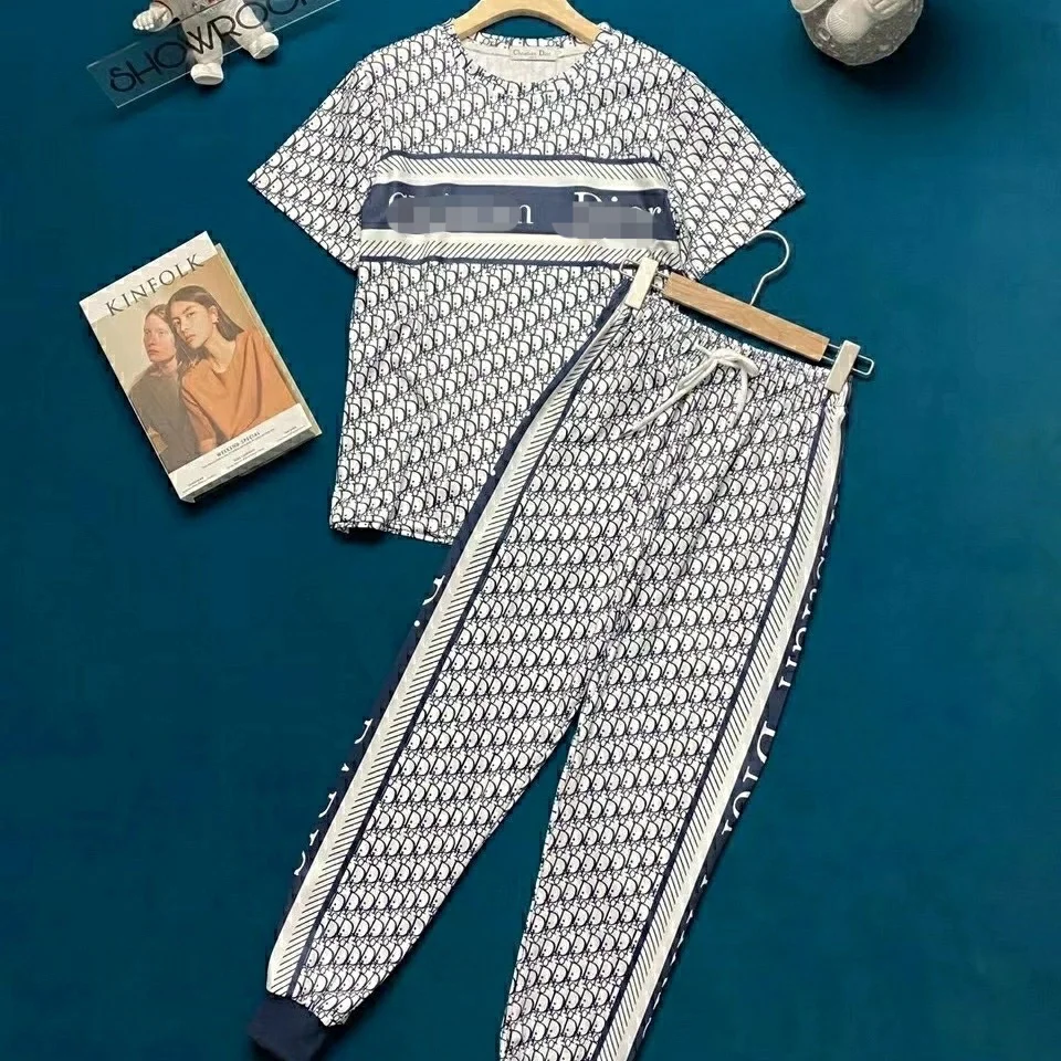 

2021 Spring/Summer T-shirt Pants Sports Leisure Fashion Men and Women Same Style Couple New Outfits