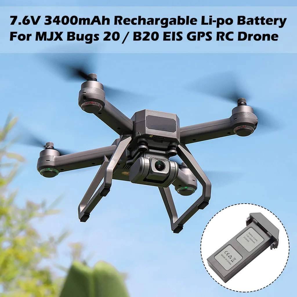 7 6 V 3400mAh аккумуляторная батарея Li po для MJX Bugs 20 / B20 EIS GPS RC Дрон серый портативный с