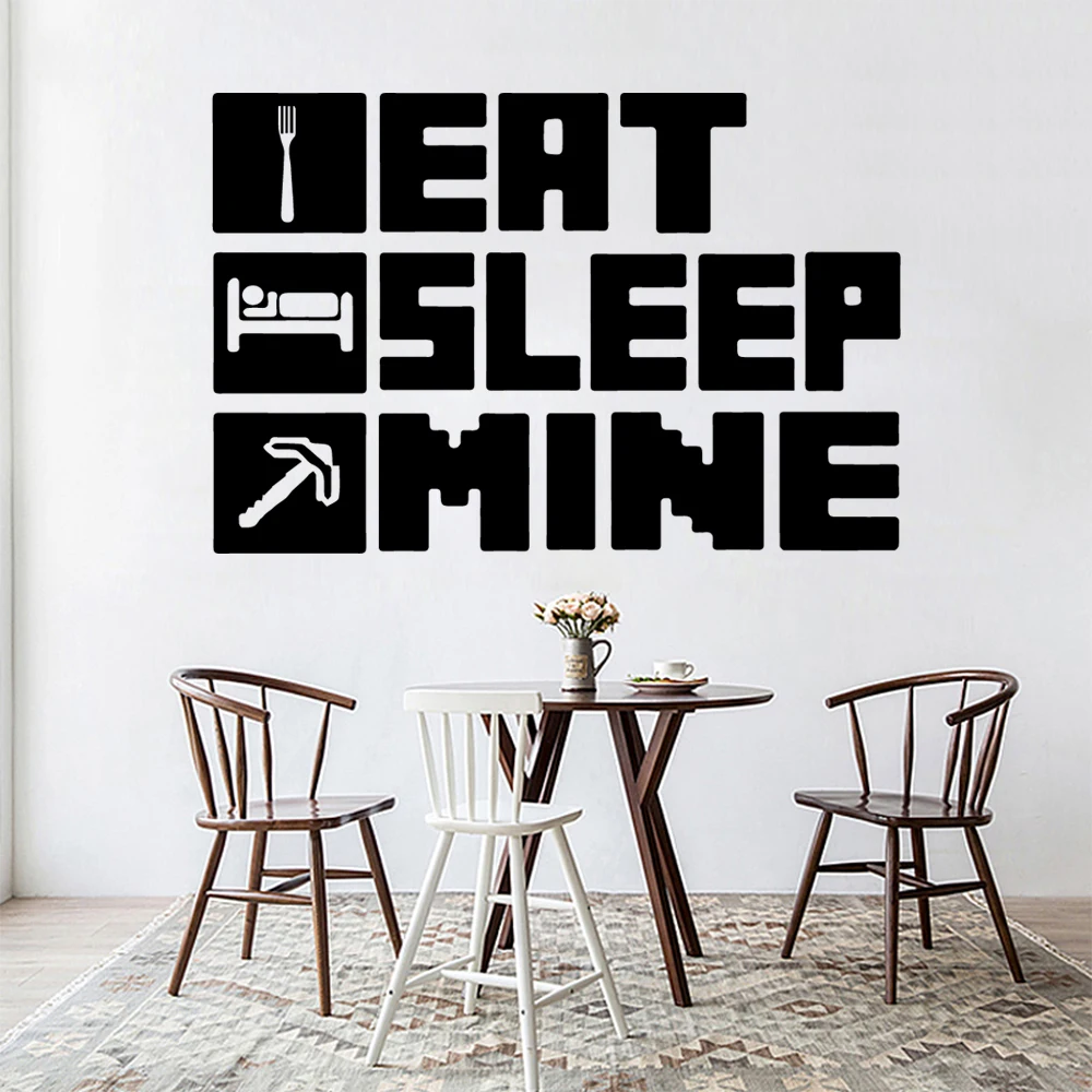 Забавные настенные ПВХ наклейки с надписью Eat Sleep Mine домашний Декор для дома