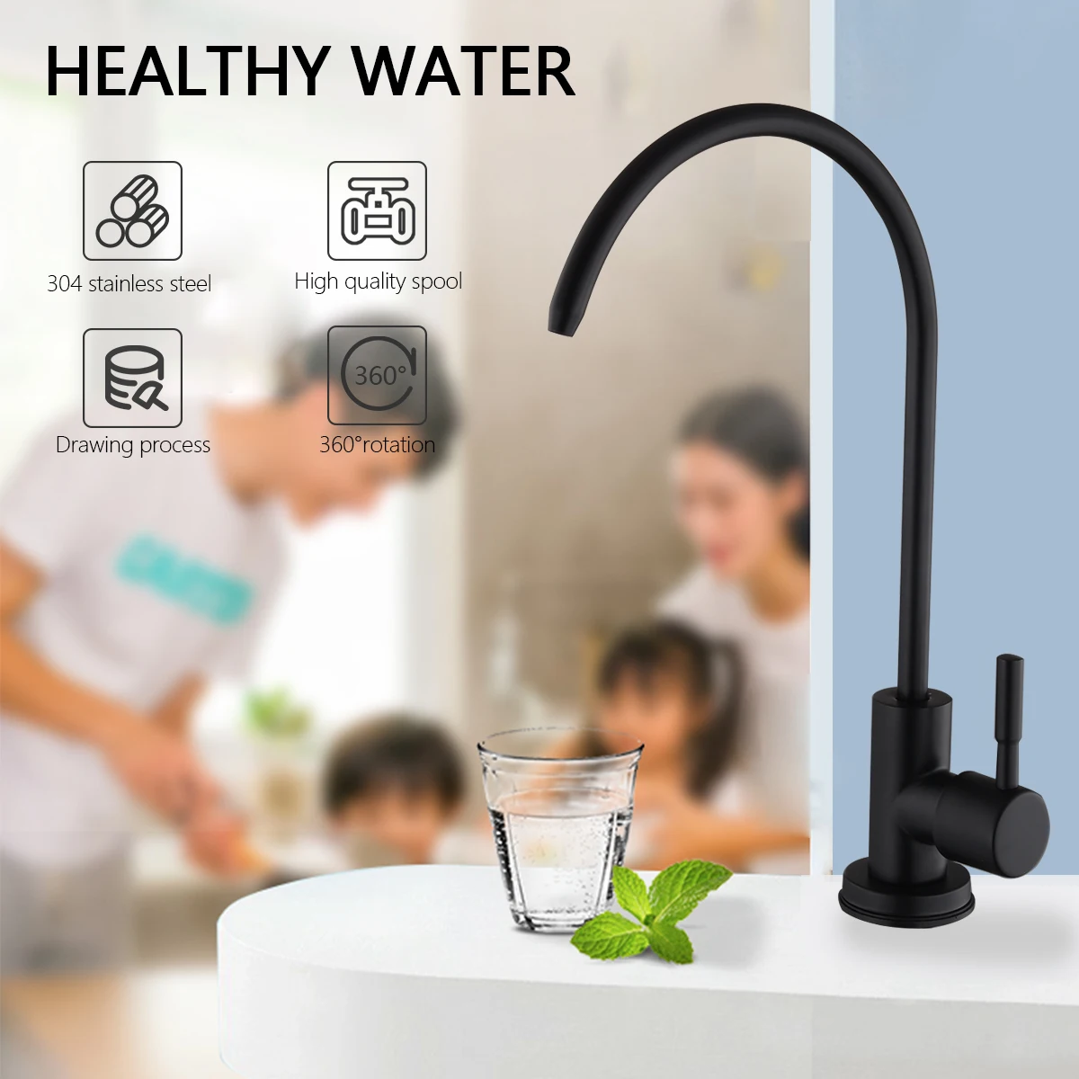 

2023 2022 NEW Black Kitchen Faucets Direct Drinking Tap for kitchen Water Filter Tap Stainless Steel RO Purify System Reverse