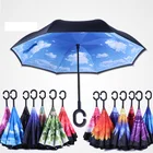 Складной зонт с ручкой-C, двухслойный, с защитой от ветра и дождя