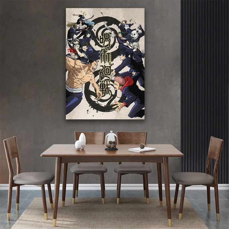 

Anime Poster Jujutsu Kaisen Silk Clothes Poster For Living Room Bar Interior Decoration Stickers Wall Painting