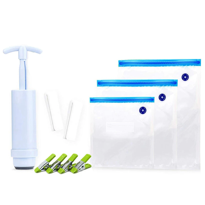 

Sous Vide Bags Reusable-30 Reusable Sous Vide Bags +Sous Vide Clips,Sous Vide Bag Sealer,Vacuum Hand Pump-Reusable Storage Bags