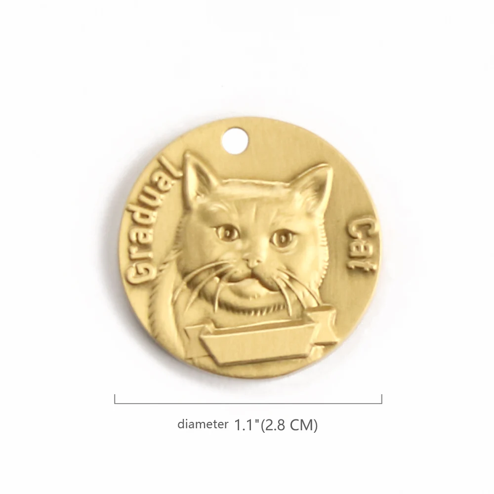 Gradual cat Гравировка кошка ID бирка высокого качества чистая медь индивидуальные Маленькие кошки бирки 6221002 украшения на шею кошка без шерсти - Цвет: Gradual cat