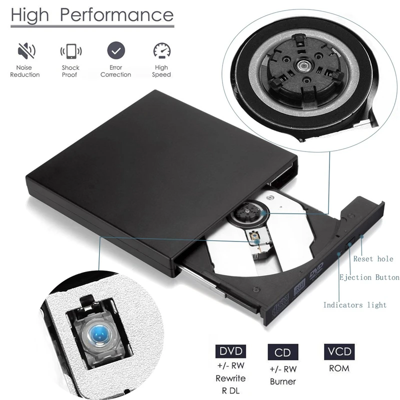 YAHEY USB 2 0 Внешний DVD диск проигрыватель RW горелка оптический CD/DVD диски писатель