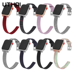 UTHAI P40 нейлоновый холст для Apple Watch ремешок подходит для iwatch 1234 поколение ювелирных изделий часы ремешок
