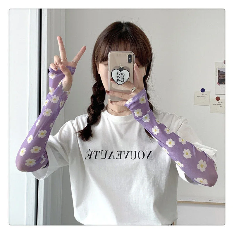 

Cute Arm Sleeves Warmers Sports Sleeve Sun UV Protection Summer Hand Cover Cooling Running Fishing Driving Cycling For Women