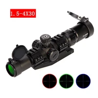 1 5 4x30 optics sight red green blue illuminated mil dot reticle rifle scope with locking turret for hunting airsoft weapons