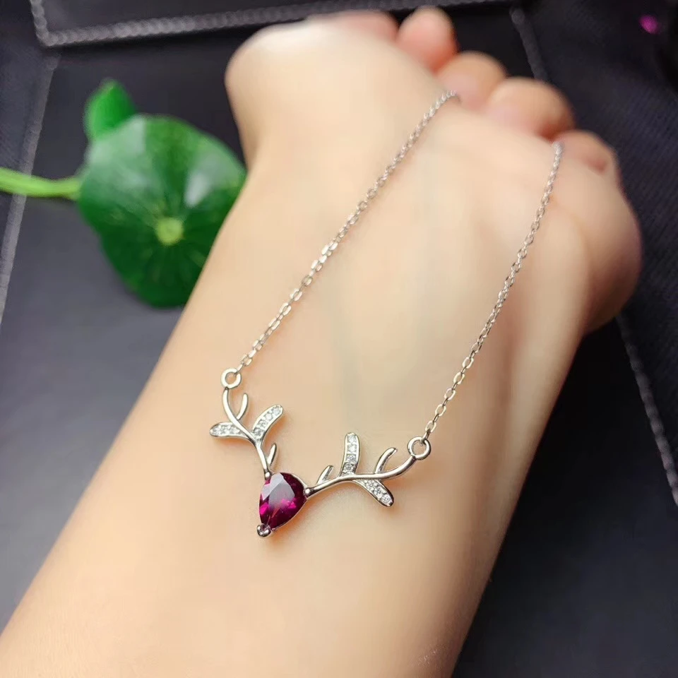 Ожерелье из серебра 925 пробы с цветным драгоценным камнем|Подвески| |