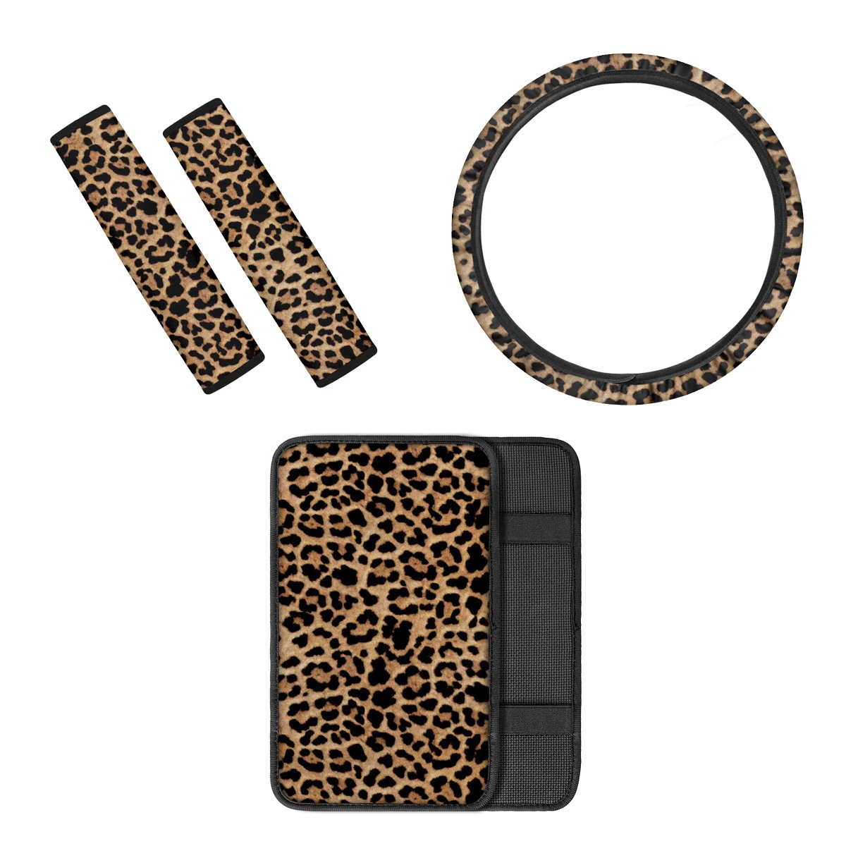 

Автомобильная центральная консоль Pinup Angel с леопардовым принтом, коробка для сиденья, автомобильные подкладки для ремня безопасности, автом...