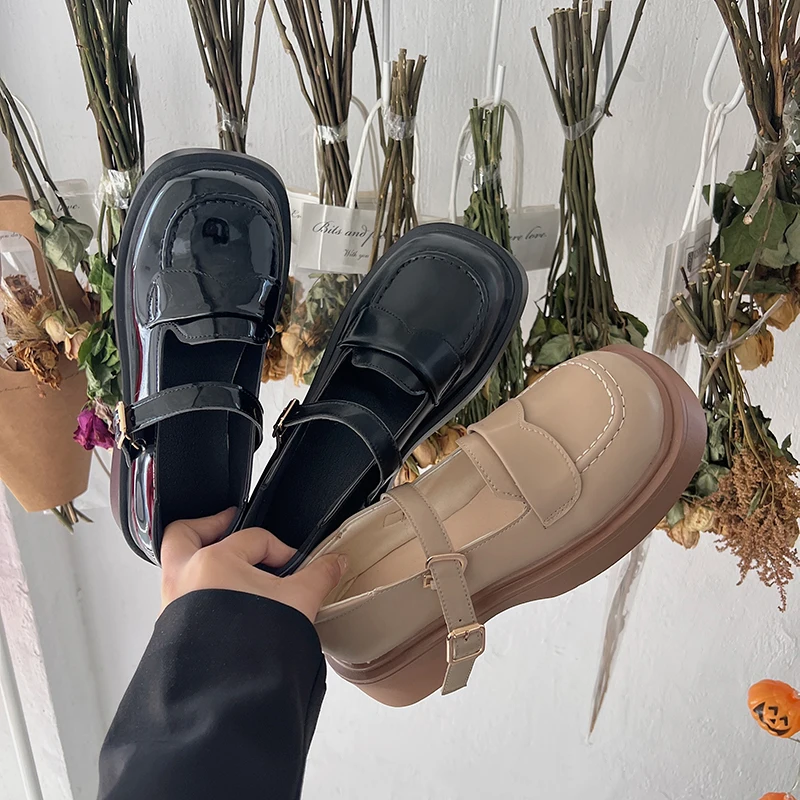 

Shoes Woman 2022 Clogs Platform Female Footwear Oxfords British Style New Creepers Dress Summer Leather Preppy Med Rubber Rome S