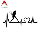 Забавная Автомобильная наклейка Aliauto, Женская Виниловая наклейка для теннисной ракетки, сердцебиения, спасательного движения, декоративные аксессуары, ПВХ наклейка для Mini Cooper,16 см * 8 см