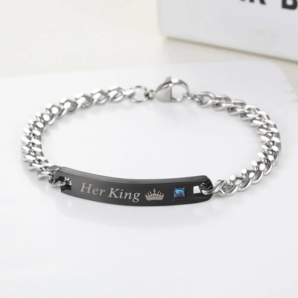 Его Queen ее король браслеты со вставками в форме сердца декор из циркона