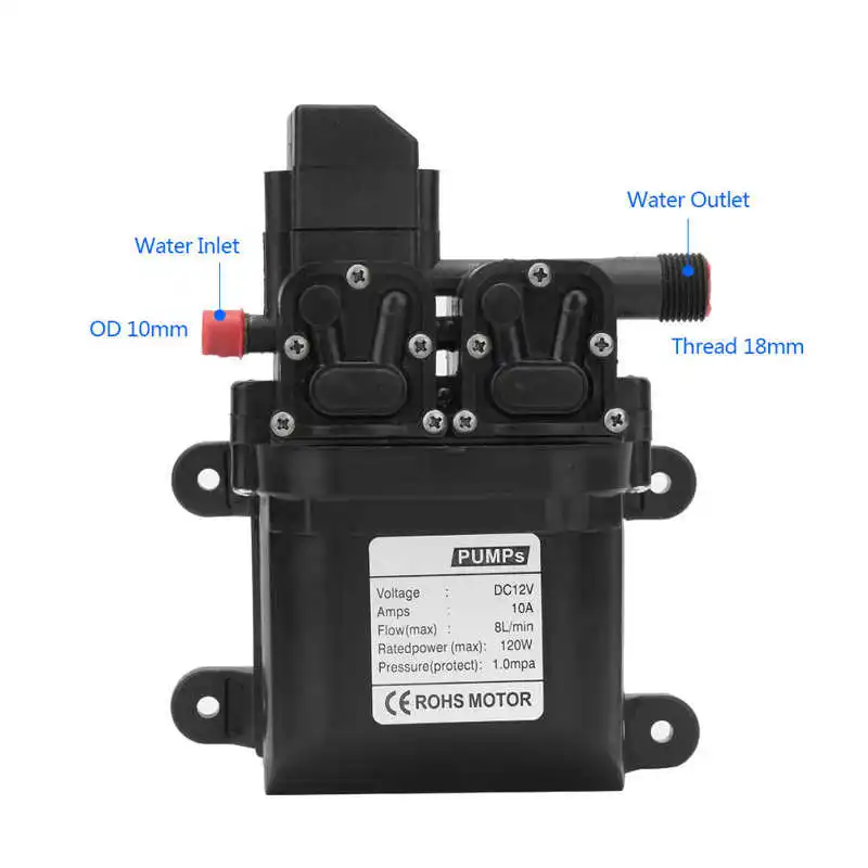 DC 12V 120W High Pressure Self Priming Diaphragm Water Pump with Automatic Switch | Обустройство дома